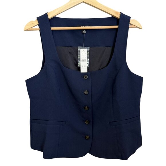 J. Crew Womens Scoopneck Vest Navy Size 10 CF359 Tailored Menswear Old Money - Picture 1 of 6